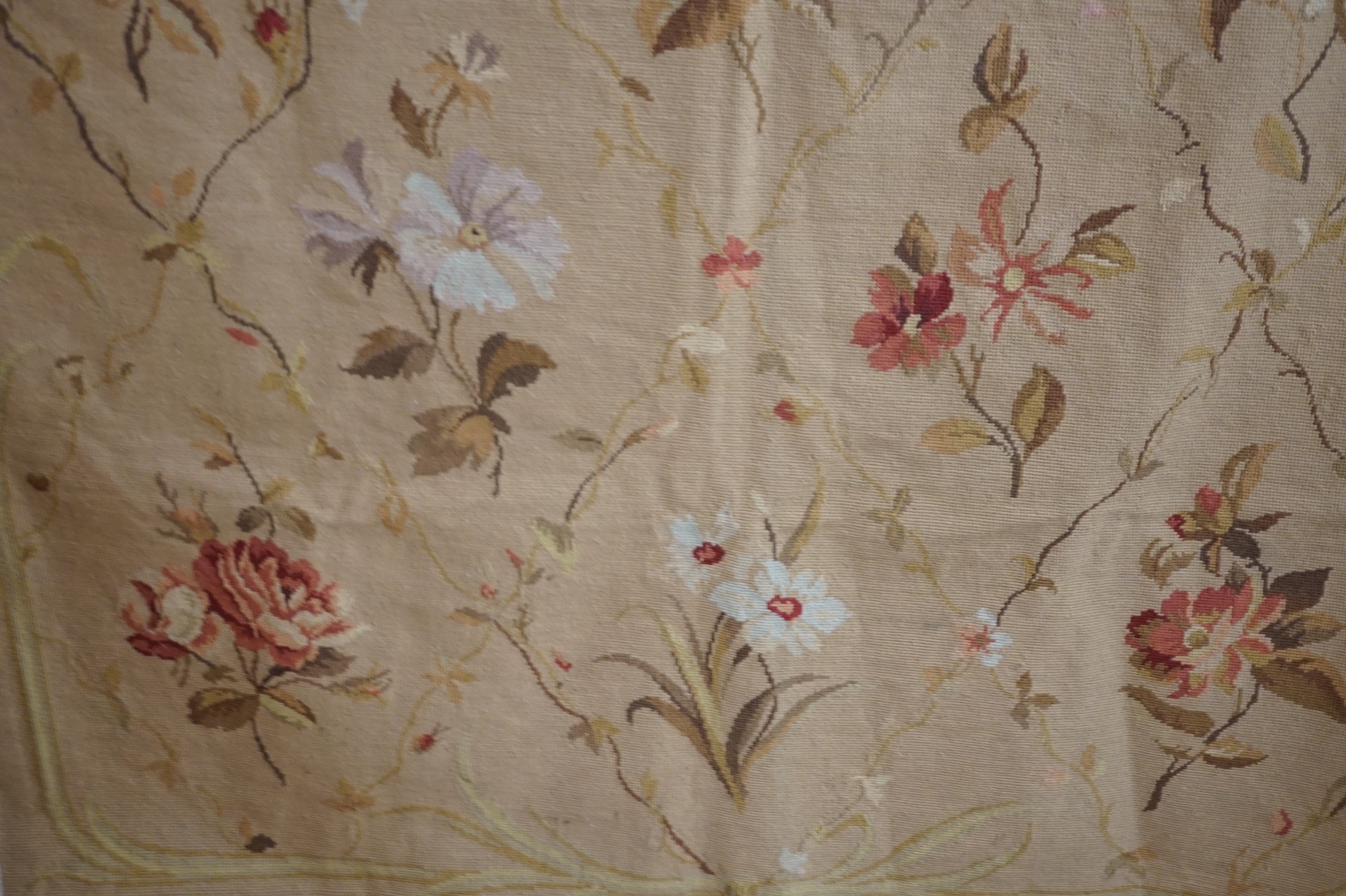 Two wool worked floral patterned (Aubusson style) rugs